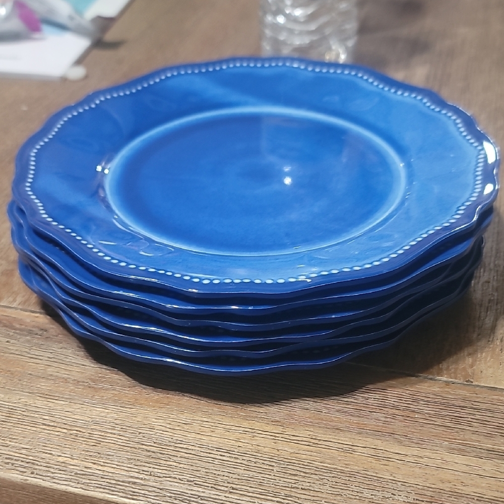 Blue Ruffle Salad Plates. Set Of 6. - Picture 4 of 4
